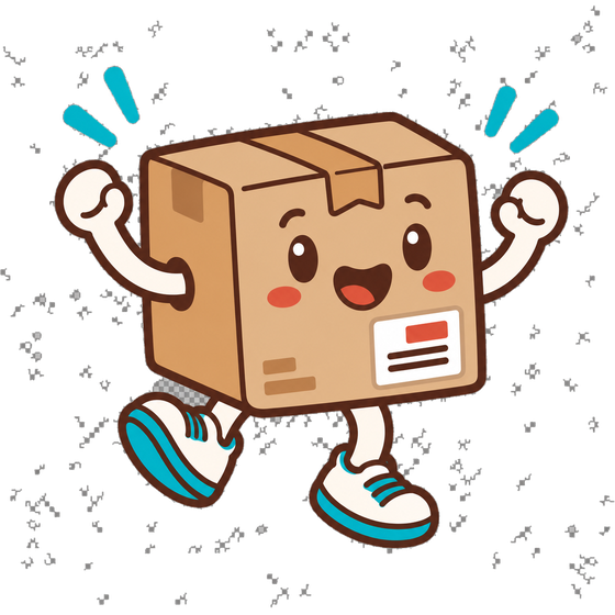 Paquete, mascota de PortalPack, celebrando una entrega
